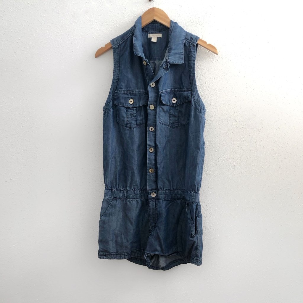 True Religion Chambray Tencel Denim Romper Size Small